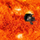 Representación artística de la Parker Solar Probe cerca del Sol